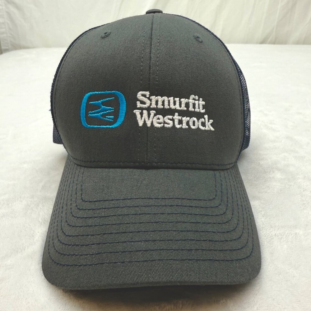 Smurfit Westrock Adjustable Snapback Meshback Cap Hat Gray Blue Richardson